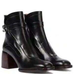 Chloe Gaile Leather Buckle Boot/Size 36.5